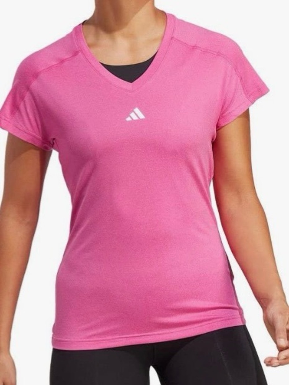 Adidas AEROREADY Pink Fusion Train Essentials V-Neck Tee Womens M NWT